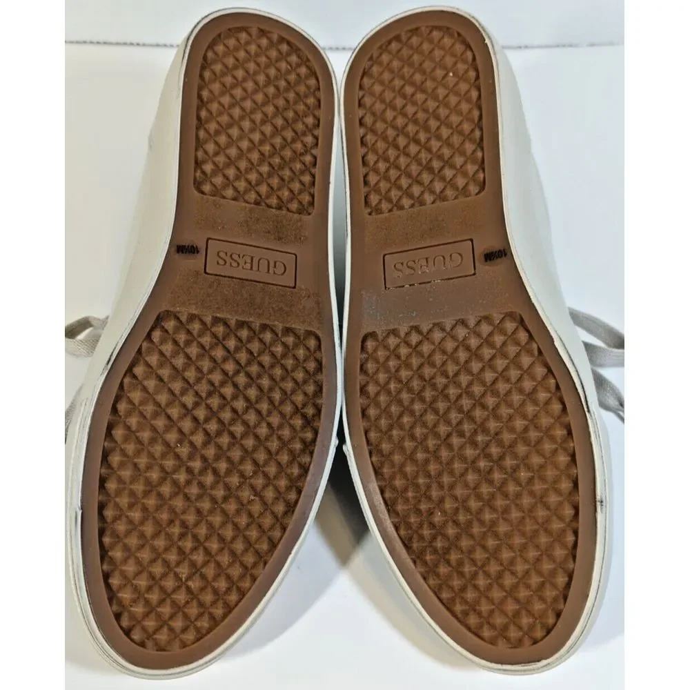 Guess Men's size 10.5 Beige Bazto Sneakers Gummy Designer Shoes New Rare!